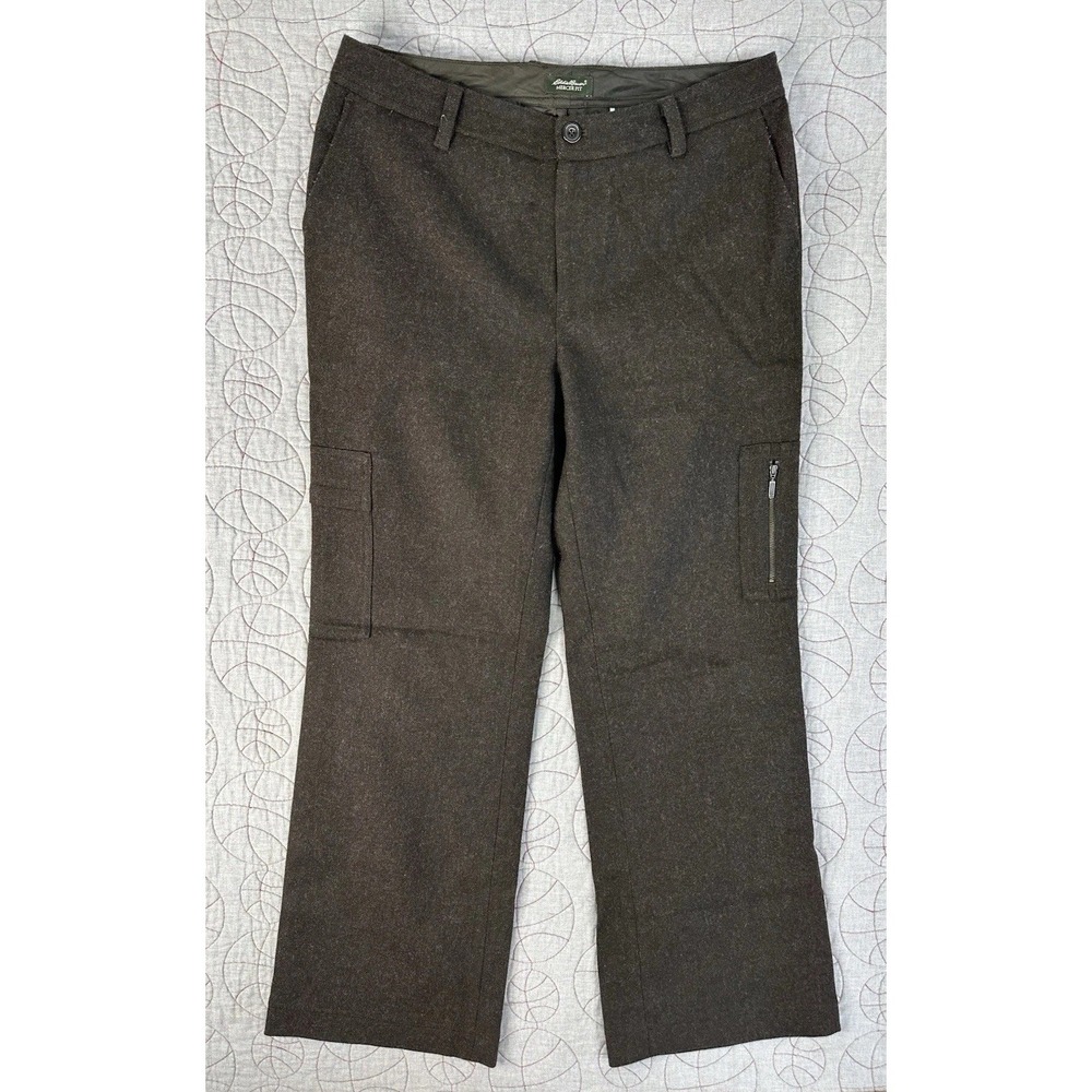 Eddie Bauer Mercer Fit Cargo Pants Brown Wool Cropped Straight / Women's 12